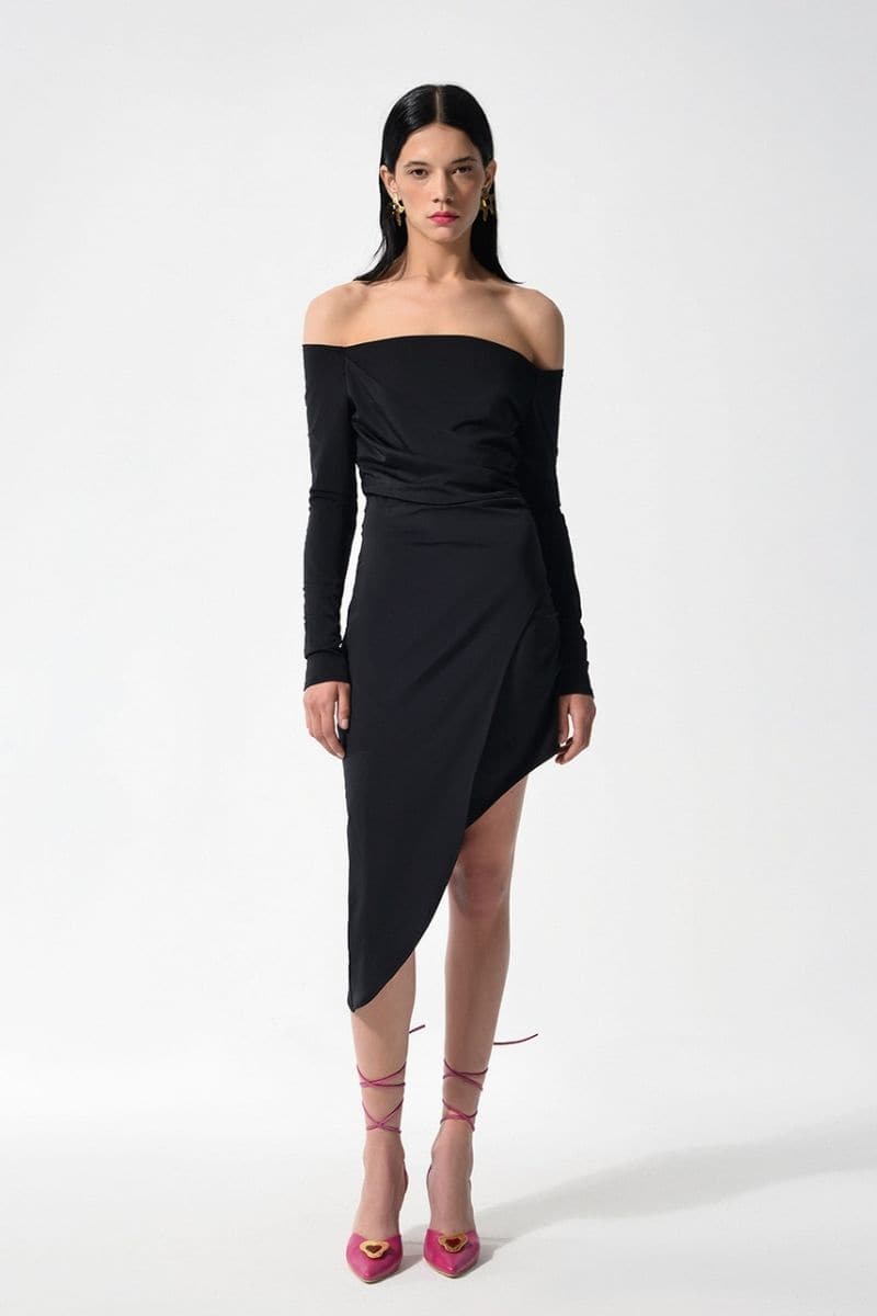 BLACK LIYA ASYMMETRIC DRESS | Liya | CULT MIA