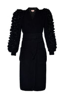 Black Liya statement sleeves cardigan featuring bold, dramatic sleeve design, perfect for stylish layered looks.