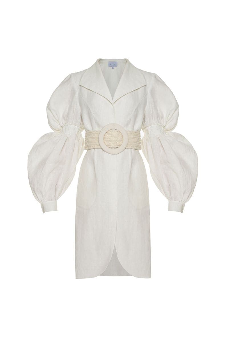 BLANCA WHITE DRESS WITH KNITTED BELT | Liya | CULT MIA