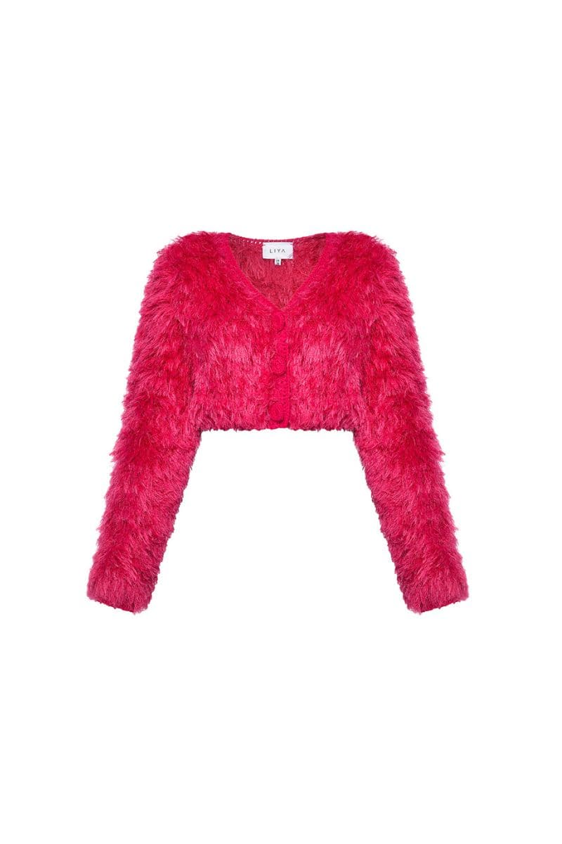 POP PINK FLUFFY CARDIGAN | Liya | CULT MIA