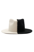Modern Monarchie Carter two-tone fedora hat in white, gray, and brown with a stylish brim and classic design.