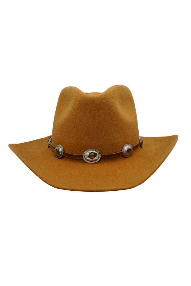 Brown Texan style hat by Modern Monarchie, featuring wide brim and classic Western design, perfect for stylish outdoor wear.