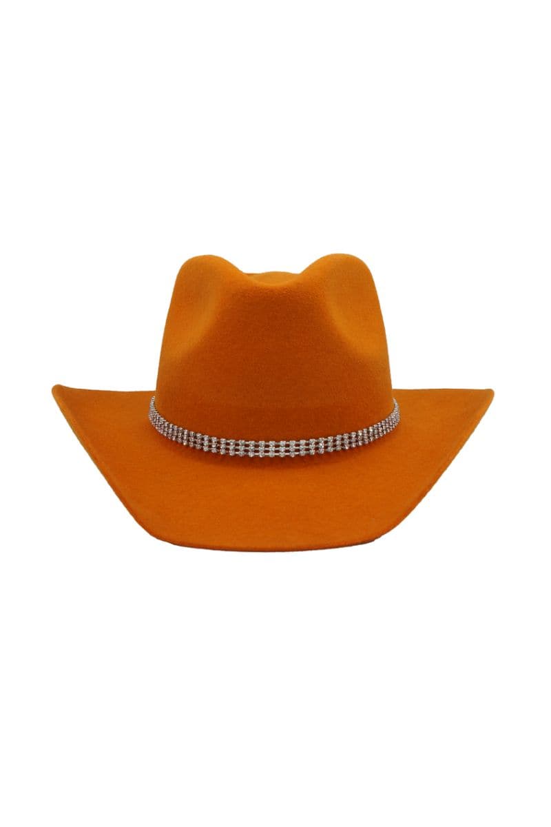 Orange Texan-style hat from Modern Monarchie featuring a wide brim and stylish design, perfect for casual or western-inspired outfits.