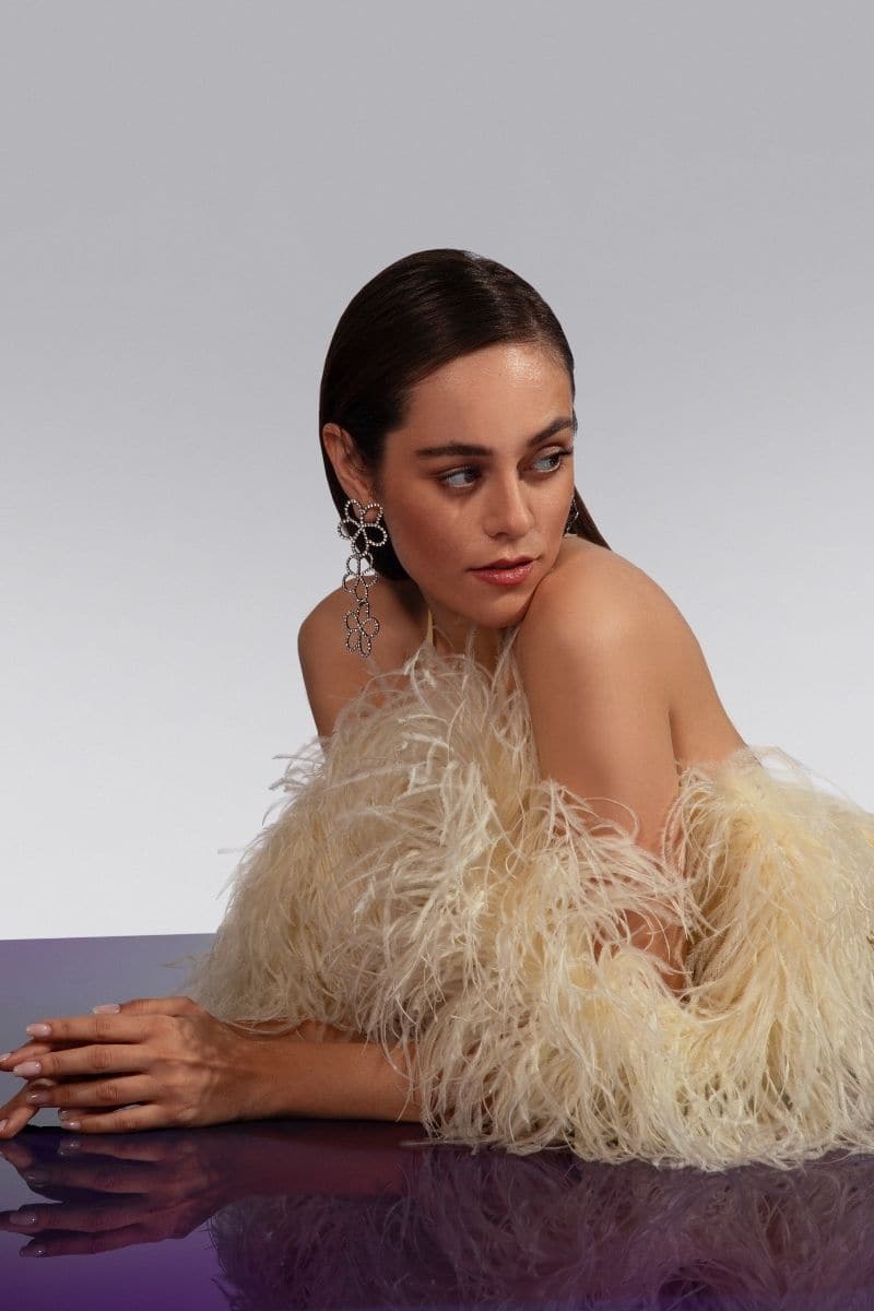 BELLA SILK FEATHER-TRIMMED MINI DRESS | Monika Dimova | CULT MIA