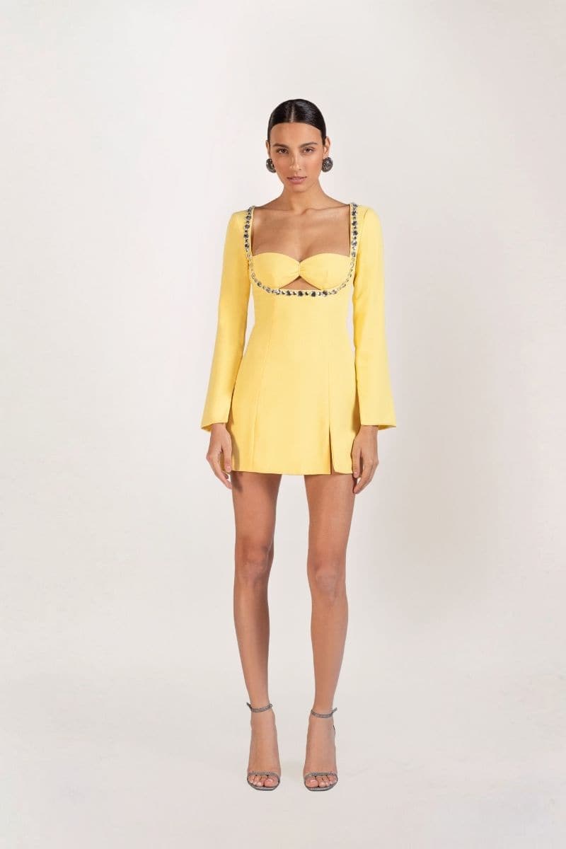 CELINE MINI EMBELLISHED CREPE MINI DRESS | Monika Dimova | CULT MIA