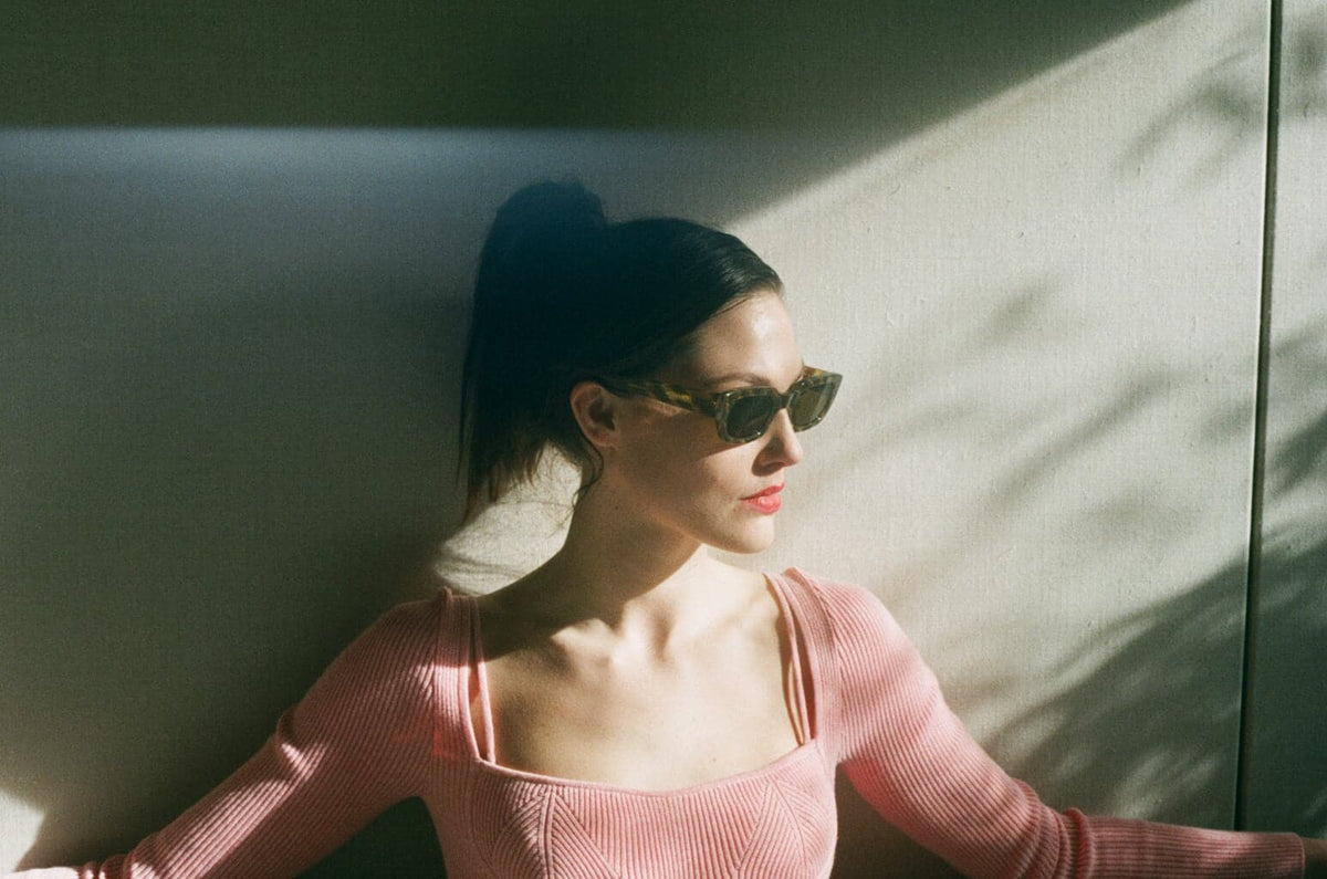 Moy Atelier Lone Special Pattern acetate nylon sunglasses with round lenses and stylish design, featuring a unique pattern.