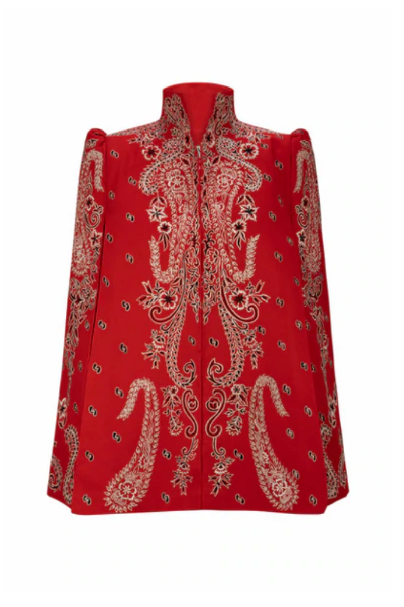 CHERRY PAISLEY-EMBROIDERED CAPE | Nadya Shah | CULT MIA