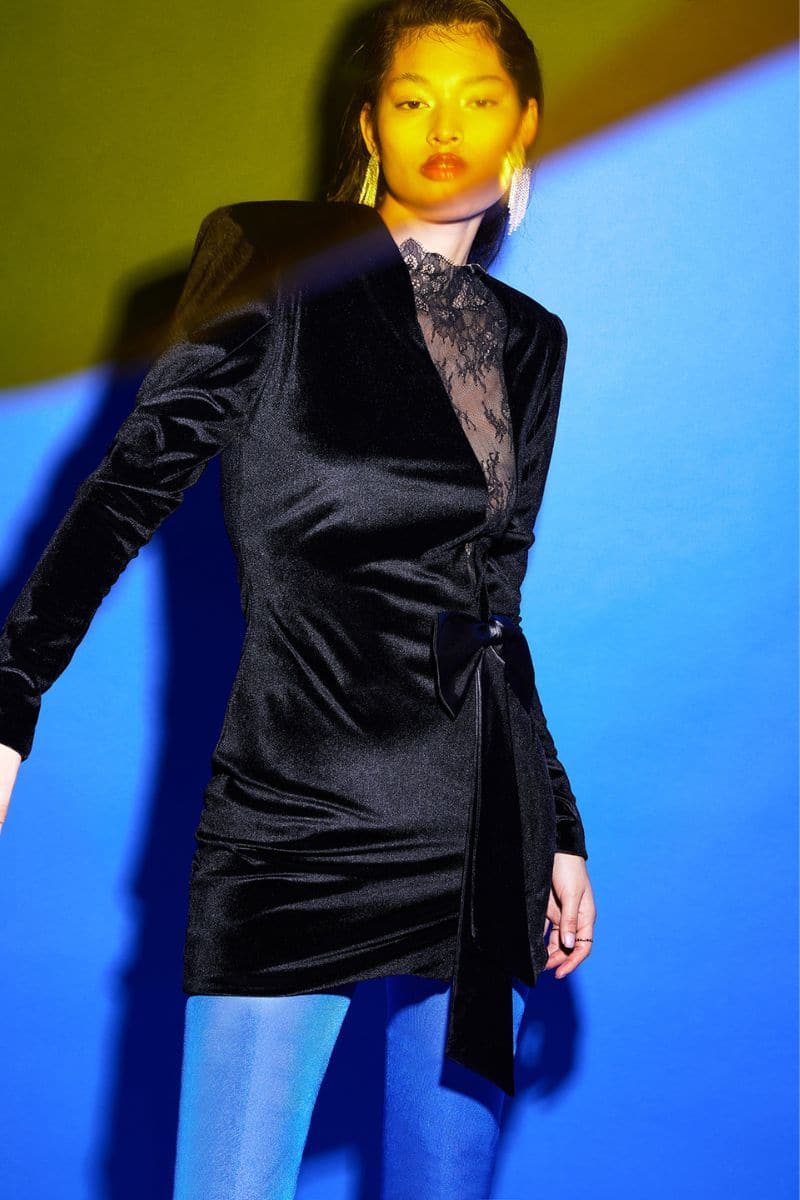 MOLLY BLACK VELVET LACE MINI DRESS