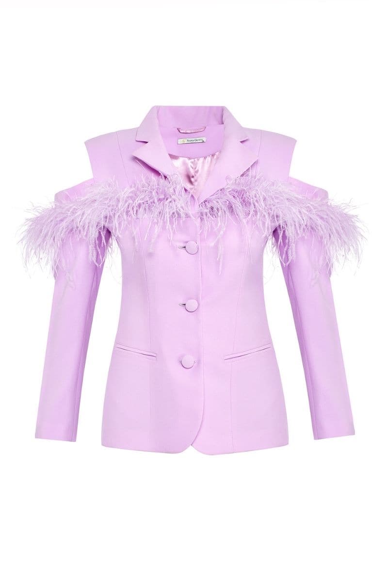 ORCHID LILAC BLAZER WITH FEATHER-DETAILS | Nana Gotti | CULT MIA