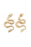 Small dragon gold-plated earrings by Natia x Lako featuring intricate dragon design in shiny gold finish.