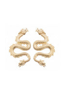 Small dragon gold-plated earrings by Natia x Lako, featuring intricate dragon design in shiny gold finish.