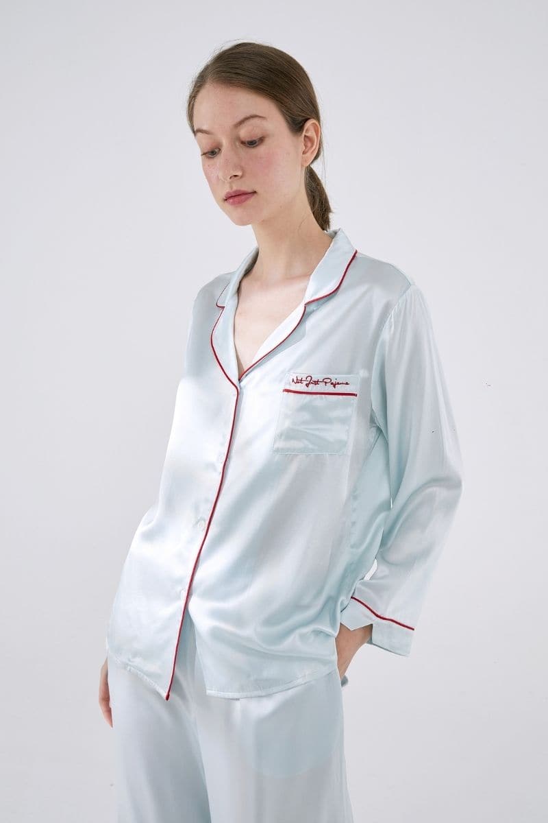 Not Just Pajama Midsummer Afternoon Noon long pajamas set in soft fabric with a relaxed fit and floral pattern.