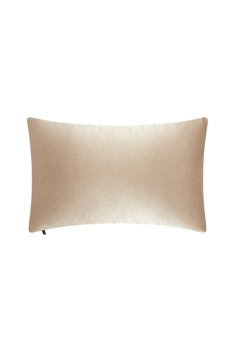 Classic queen-size silk pillowcase by Not Just Pajama in champagne color, soft and smooth fabric for luxurious sleep.