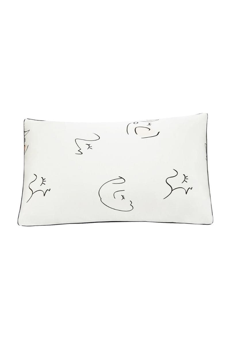 White queen-size silk pillowcase from Not Just Pajama, soft and smooth homeware bedding accessory.