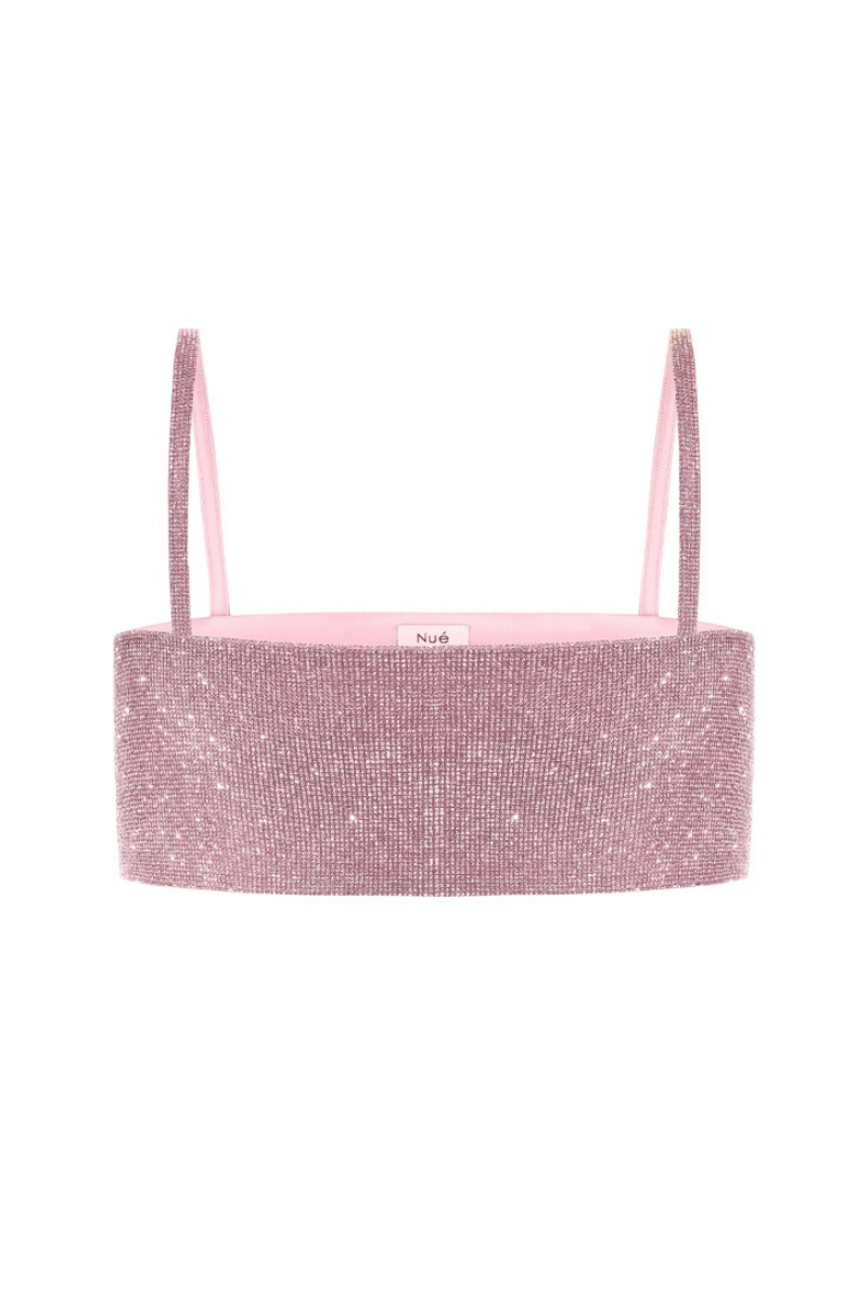 Nué Charlotte Rose Quartz Crystal Top in blossom pink, featuring a stylish design and elegant details.