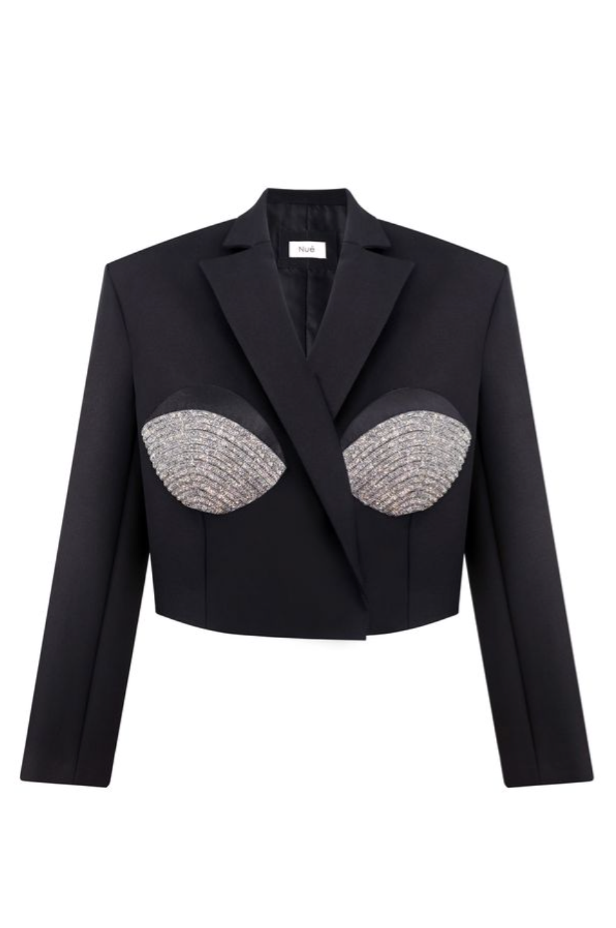 Nué cropped tailored blazer in EU size 38, featuring structured design and classic fit, perfect for smart casual outfits.