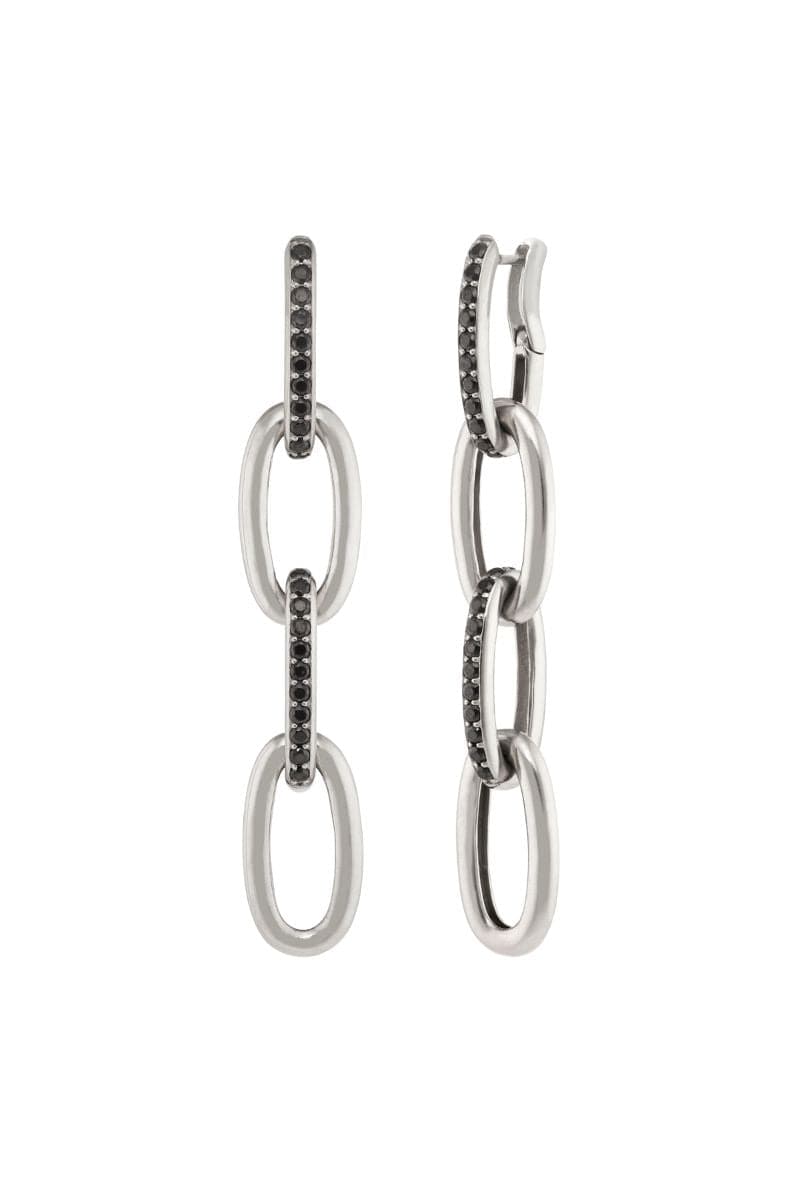 Black Spinel Links Earrings by Sara Shala, featuring sleek black spinel stones in elegant linked design.