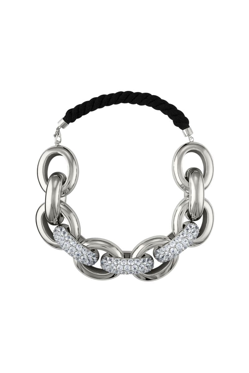 White zirconia thick links necklace by Sara Shala featuring large interconnected links in a sleek, modern design.