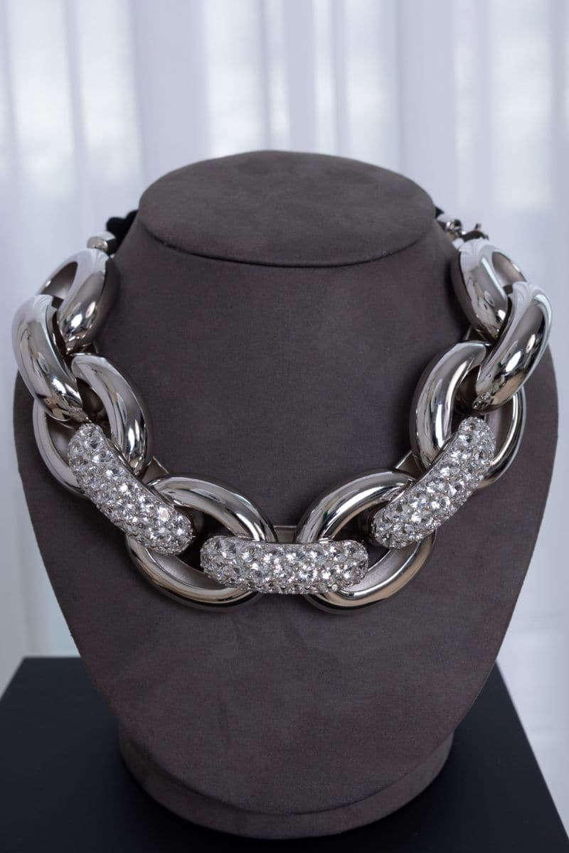 WHITE ZIRCONIATHICK LINKS NECKLACE | Sara Shala | CULT MIA
