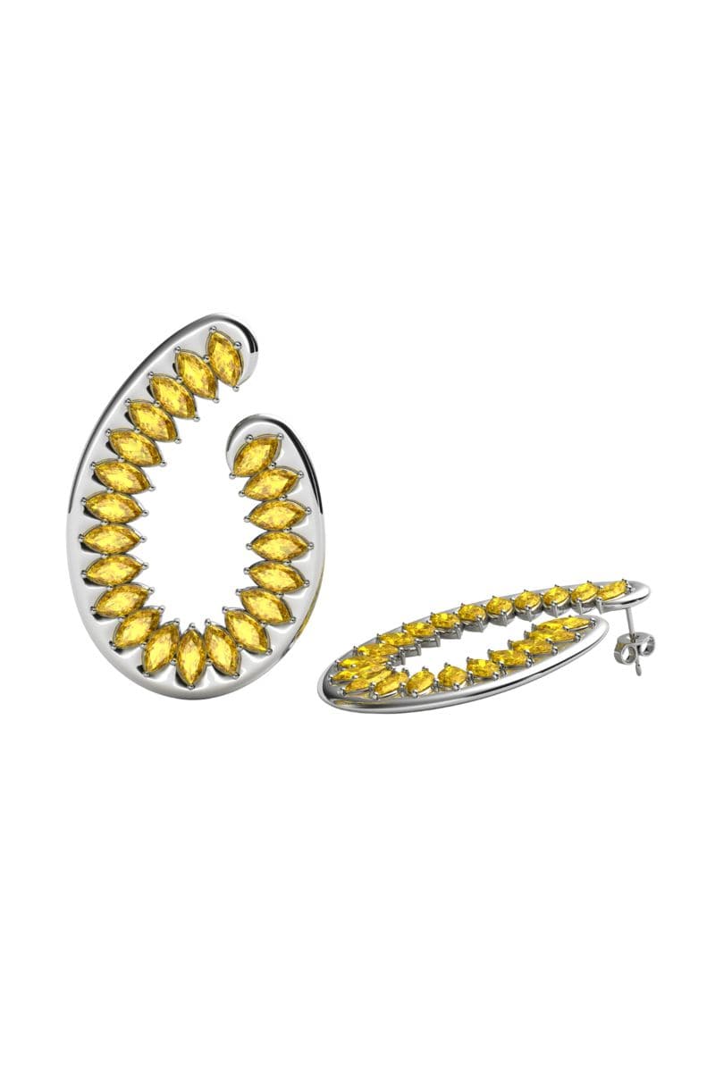 Yellow Santa Fe earrings by Sara Shala featuring vibrant, handcrafted design with intricate details and bold yellow color.