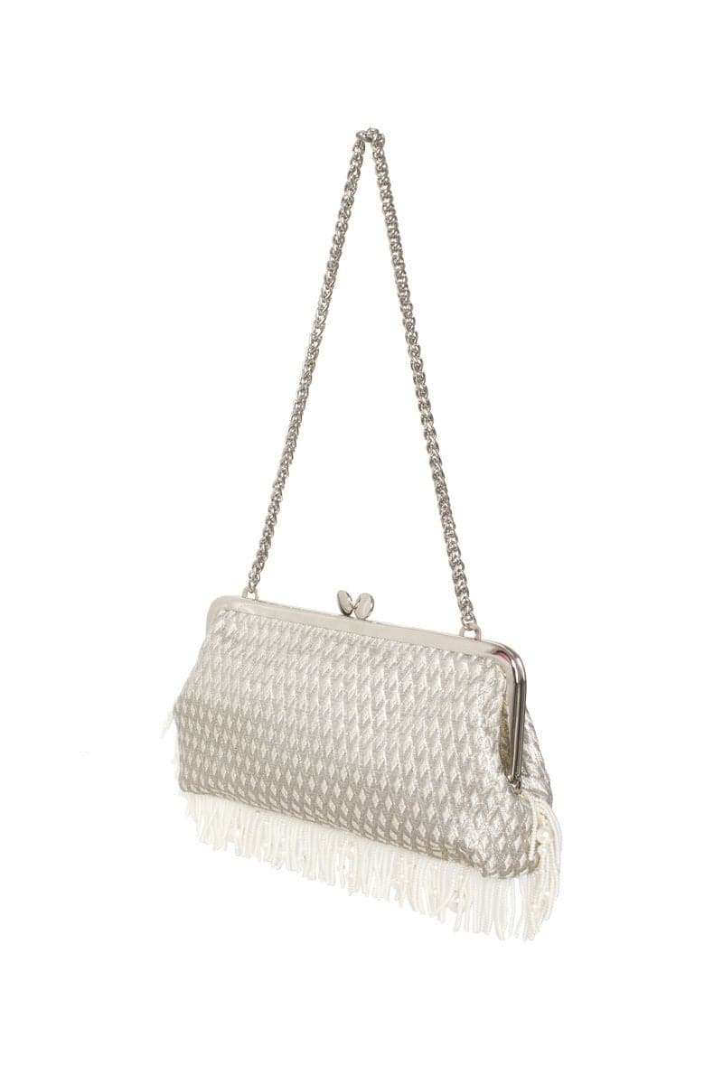 PEARL FRINGES MARQUISE SILVER HOLD ME CLUTCH | Sarah's Bag | CULT MIA