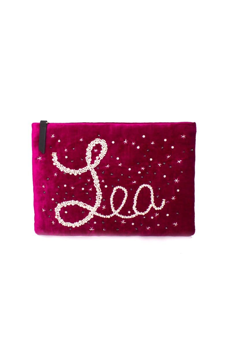 SAY MY NAME CUSTOMIZED FUCHSIA VELVET POUCH | Sarah's Bag | CULT MIA