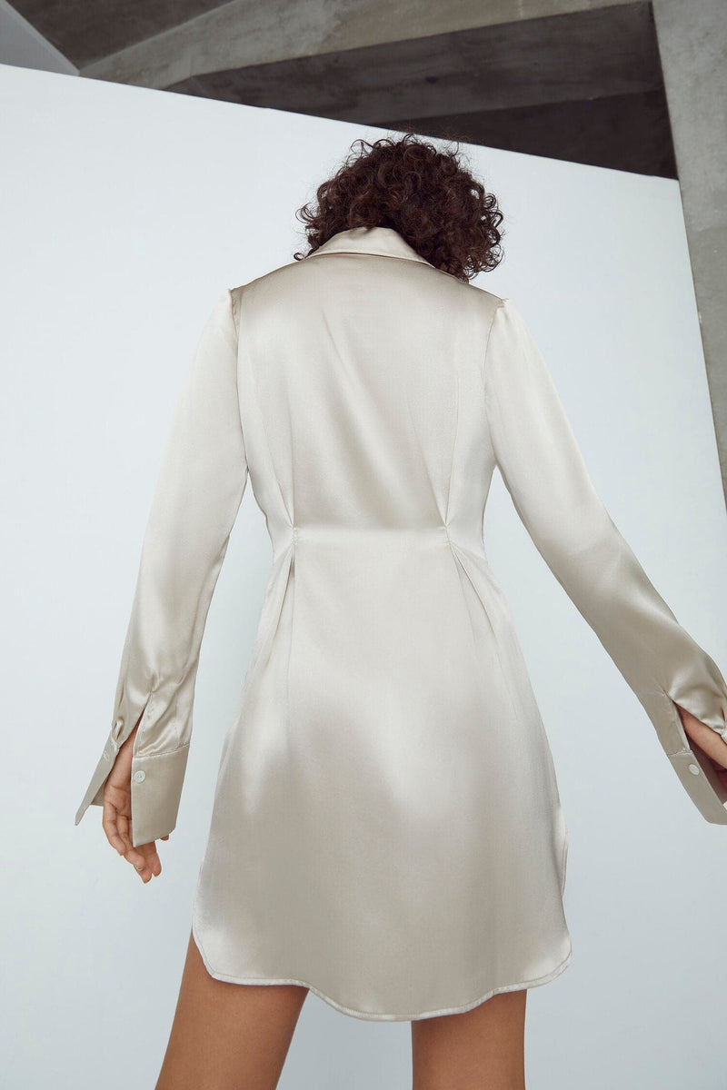 SILK MINI SHIRT-DRESS | Silked | CULT MIA
