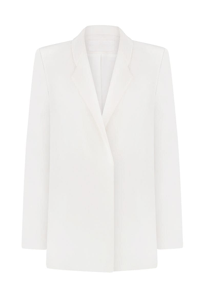 WHITE LOOSE FITTING JACKET | Total White | CULT MIA
