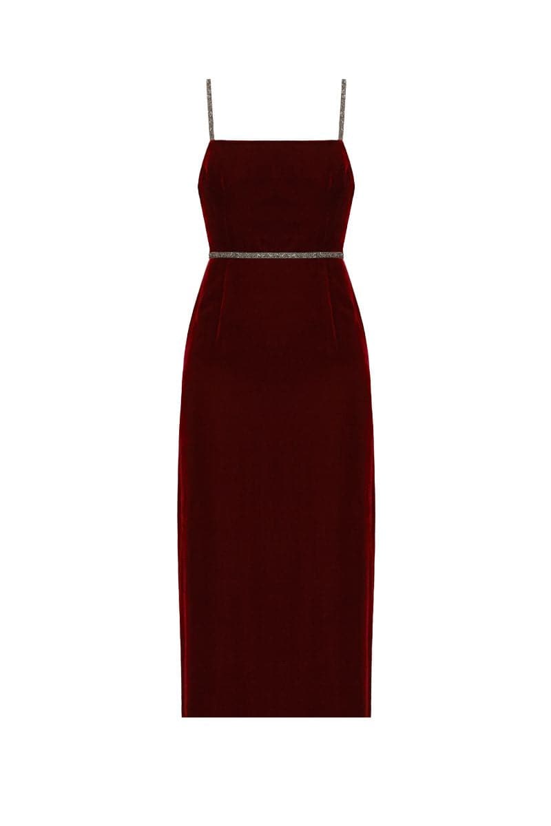 dark burgundy midi dress & Other Stories long sleeve collared knit midi dress in dark red burgundy
