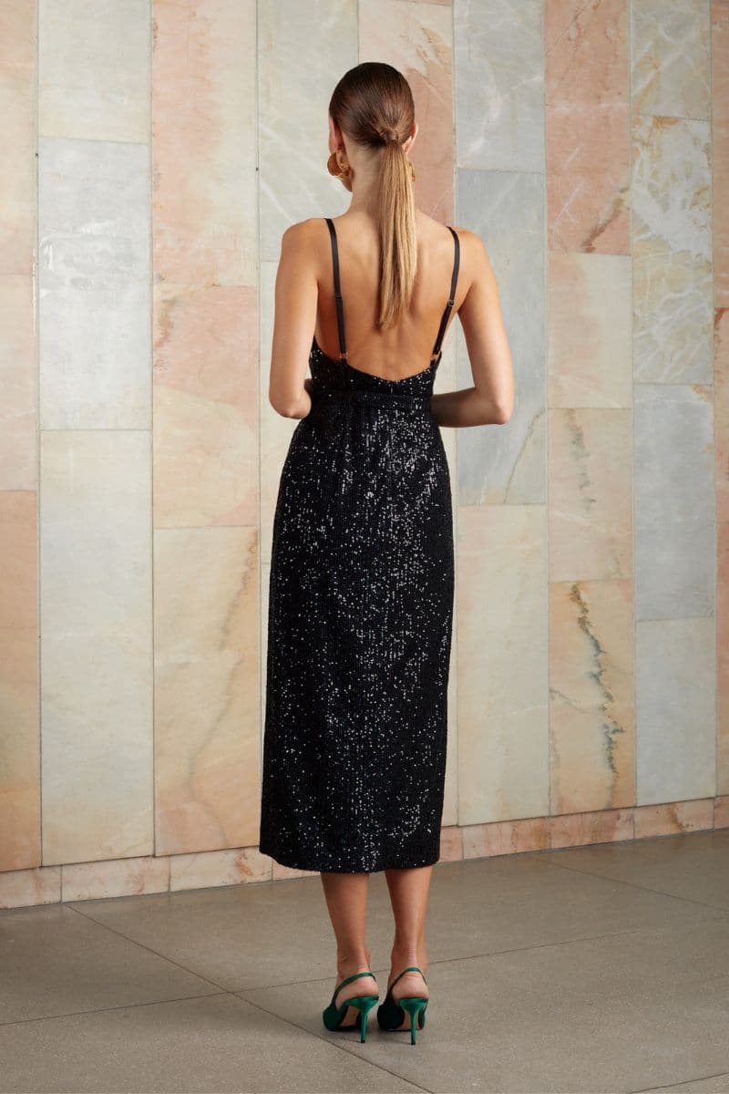 CHLOE BLACK SEQUIN MIDI DRESS | UNDRESS | CULT MIA