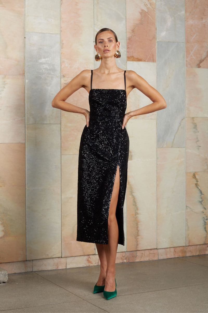UNDRESS CHLOE Black SEQUIN MIDI DRESS | Cult Mia UNDRESS CHLOE Black SEQUIN MIDI DRESS | Cult Mia