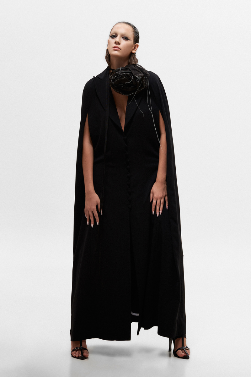 SINGLE BUTTON LONG CAPE | Vaska | CULT MIA